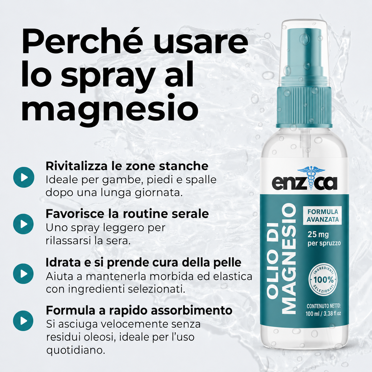Olio di magnesio Enzica – Rilassati profondamente, dormi meglio e recupera più velocemente